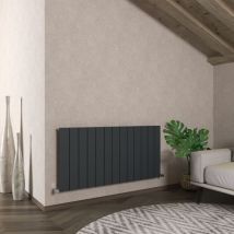 Carisa - Nemo Aluminium Horizontal Designer Radiator 600mm x 660mm Single Panel - Textured Anthracite