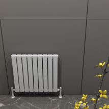 Carisa PLATA DOUBLE Textured White Aluminium Horizontal Designer Radiator 600mm H x 630mm W, Central Heating