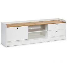 Altobuy - carla - Meuble tv 1 Porte Coul. 2 Tiroirs Bois et Blanc