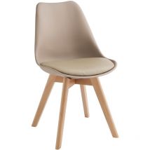 Carlotta - Stuhl aus beigem Öko-Leder und Polypropylen, 4-tlg