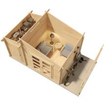 Alpholz Gartenhaus Aktiva 40 Varianta Gartenhaus Aus Holz In Pinie, Holzhaus Mit 40 Mm Wandstärke Inklusive Schleppdach, Blockbohlenhaus Mit 