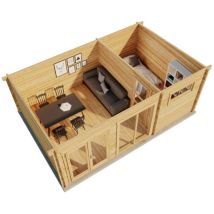 Carlsson - Alpholz Gartenhaus Atrium-E aus Holz Holzhaus fsc zertifiziert Blockbohlenhaus mit Doppeltür und Panoramafenster, 70 mm Wandstärke,