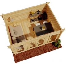 Carlsson - Alpholz Gartenhaus Atrium-F aus Holz, Gerätehaus Garten Holzhaus inkl. Montagematerial, Geräteschuppen 420 x 320 cm, Pultdach, 70 mm