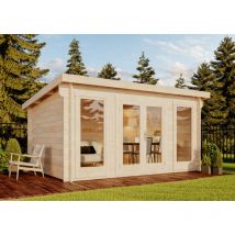 Carlsson - Alpholz Gartenhaus Atrium-F aus Holz, Gerätehaus Garten Holzhaus inkl. Montagematerial, Geräteschuppen 420 x 320 cm, Pultdach, 40 mm