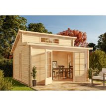 Carlsson - Gartenhaus Lausitz iso aus Holz Gartenhütte Geräteschuppen, 40 mm Wandstärke, Naturbelassen