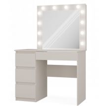 CAROL - Schminktisch mit Spiegel + LED-Beleuchtung - 4 Schubladen - 98x76x51 cm - Arbeitszimmer