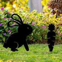Linghhang - Carotte et lapin tridimensionnels en acrylique pour sol de patio extérieur, décorations de modélisation murale pour patio extérieur,