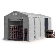 Toolport - Carpa almacén 5x10 m carpa industrial 3,6m de altura lateral pvc 850 n gris 100% impermeable con puerta levadiza