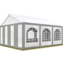 Intent24 - toolport Carpa de fiesta de alta calidad 4x6 m carpa para fiestas carpa de lona pe 450 n carpa de jardín carpa para fiestas gris-blanc