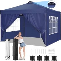 Luckzon - Carpa de jardín plegable 3x3m . Gazebo impermeable desplegable con 4 paneles laterales. Carpa de exterior. Apertura de ventilación