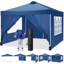 Luckzon - Carpa de jardín plegable 3x3m . Gazebo impermeable desplegable con 4 paneles laterales. Carpa de exterior. Apertura de ventilación