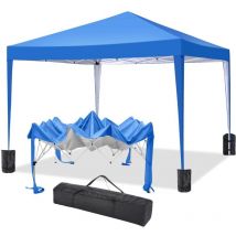 Luckzon - Carpa de jardín plegable 3x3m Protección uv impermeable, Barnum plegable para bodas, picnics, mercados, camping, Azul