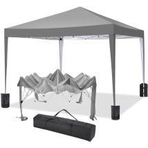 Luckzon - Carpa de jardín plegable 3x3m Protección uv impermeable, Barnum plegable para bodas, picnics, mercados, camping, Gris