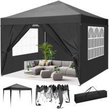 Carpa de jardín plegable 3x3M Protección UV impermeable, Barnum plegable para bodas, picnics, mercados, camping con 4 paredes laterales desmontables