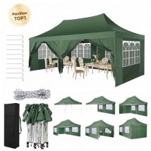 Luckzon - Carpa de jardín plegable 3x6M Protección uv impermeable, Barnum plegable para bodas, picnics, mercados, camping con 6 paredes laterales