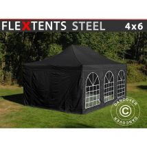 Dancover - Carpa plegable Carpa Rapida FleXtents Steel 4x6m Negro, incl. 4