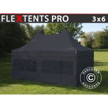 Carpa plegable Carpa Rapida FleXtents PRO Peak Pagoda 3x6m Negro,