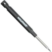 WOLFPACK Druckbleistift mit 6 Nachfüllminen – 16 cm x Ø 13 mm – Stahlspitze – Ideal für Holz, Metall, Zement, Glas