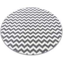 Carpet SKETCH circle - F561 grey/white - Zigzag grey round 140 cm