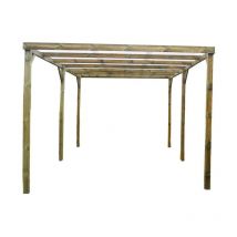 Carport autoclavé Habrita CAR3051A2 surface 15m2 économique toit plat avec couverture pvc