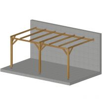 Jardinatoire - Carport adossé plat - 15 m2 (3x5) - bois massif - traitement classe 3 - fabrication française sans les pieds de poteaux réglables