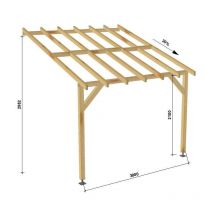 Carport adossé 3x3 - Pente 30% - Bois massif - Durable Sans la visserie et sans les pieds de poteaux