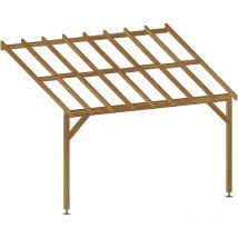 Jardinatoire - Carport adossé 4x3 - Pente 30% - Bois massif traité CL3 Marron - Durable + Vis