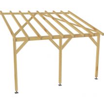 Jardinatoire - Carport adossé 4x3 - Tuilable pente 30% - Bois massif - Robuste + Vis
