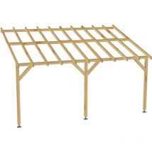Jardinatoire - Carport adossé 5x3 - Pente 30% - Bois massif - Durable + Vis & pieds de poteaux réglables