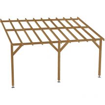 Carport adossé 5x3 - Pente 30% - Bois massif traité CL3 Marron - Durable Sans la visserie et sans les pieds de poteaux