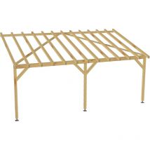 Jardinatoire - Carport adossé 6x3 - Tuilable pente 30% - Bois massif - Robuste + Vis
