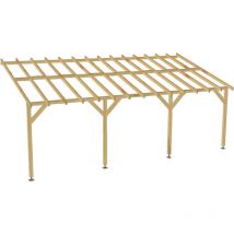 Jardinatoire - Carport adossé 7x3 - Pente 30% - Bois massif - Durable + Vis & pieds de poteaux réglables