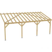 Jardinatoire - Carport adossé 7x3 - Tuilable pente 30% - Bois massif - Robuste + Vis