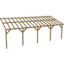 Jardinatoire - Carport adossé 8x3 - Pente 30% - Bois massif traité CL3 Marron - Durable + Vis