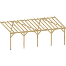 Carport adossé 8x3 - Tuilable pente 30% - Bois massif - Robuste Sans la visserie et sans les pieds de poteaux
