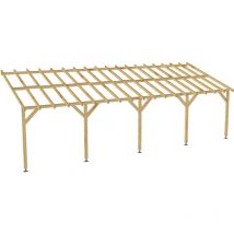 Carport adossé 9x3 - Pente 30% - Bois massif - Durable Sans la visserie et sans les pieds de poteaux