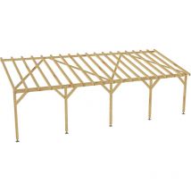 Jardinatoire - Carport adossé 9x3 - Tuilable pente 30% - Bois massif - Robuste Sans la visserie et sans les pieds de poteaux