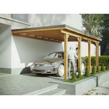 Carport Adosse Bois riverside - 1 Voiture - 363 x 858 - Abris Voiture - Feutre Bitumeux sur les Voliges - Bandeau de Finition - Toit Plat