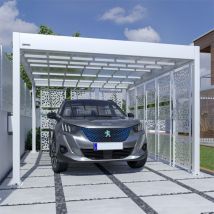 Carport aluminium Blanc Trigano - LIBECCIO + 8 claustras - 16 m²