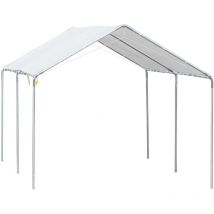 Outsunny - Carport auvent pour voiture 5,95L x 2,90l x 2,60H m acier galvanisé robuste pe haute densité blanc