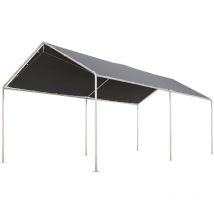 Outsunny - Carport auvent pour voiture 5,95L x 2,90l x 2,60H m acier galvanisé robuste pe haute densité gris