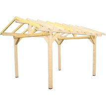 Habrita Auvent Double Pente 17,50 m² – Sapin du Nord Contrecollé – Structure en Bois – Sans Couverture
