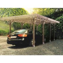 Carport base 3x5 h 2,5m, Ancrage a enfoncer, Panneaux de toit Métal