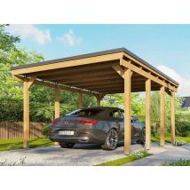 Carport Bois castellane - 373 x 555 - 1 Voiture - Abri Voiture - Traité Autoclave - Montage Facile - Feutre Bitumeux Inclus