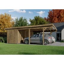 Dubbele Carport Salzburg van de Expert ✓Gratis Levering ✓5 Jarenlange garantie ✓Beste Onlineshop Garden 2022 Vert Imprégné sous pression 600 x 732 cm