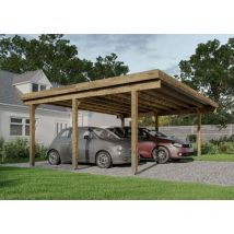 Dubbele Carport Salzburg van de Expert ✓Gratis Levering ✓5 Jarenlange garantie ✓Beste Onlineshop Garden 2022 Naturel 600 x 506 cm