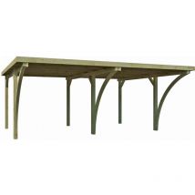 Gardenas - Carport double en bois et panneaux ondulés Capri 6 x 5 m