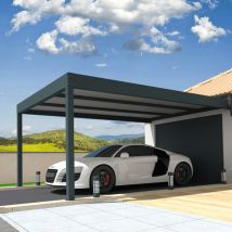 Ombrazur - Carport isotoit modern Gris anthracite 3,78x5,00m