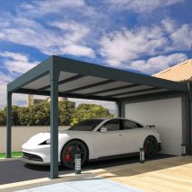 Ombrazur - Carport isotoit modern îlot Gris anthracite 5,02x5,00m