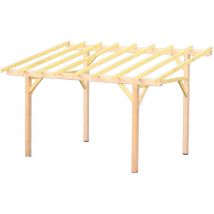 Habrita Auvent Monopente 16,25 m² – Sapin du Nord Contrecollé – Structure en Bois – Sans Couverture